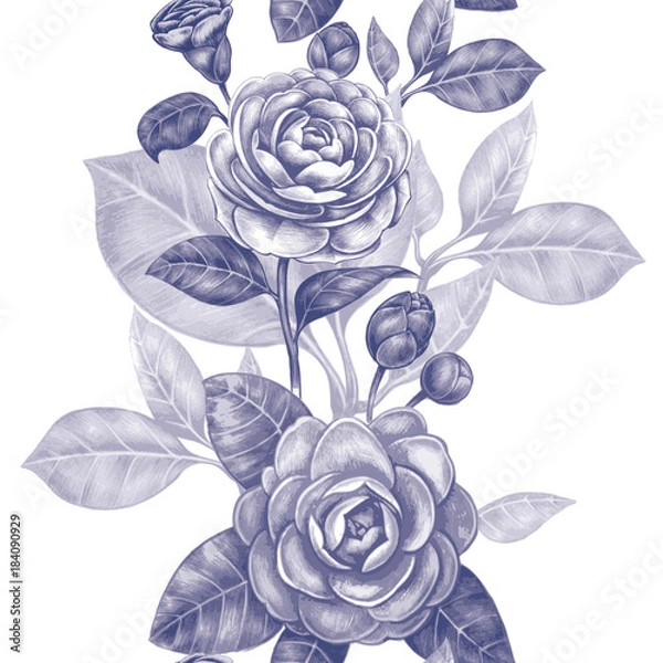 Fototapeta Vector seamless pattern with Camellia flower