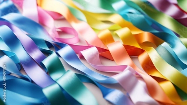 Obraz カラフルなリボンテープのテクスチャー背景