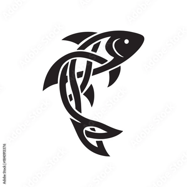 Obraz simple celtic knot fish black on white background