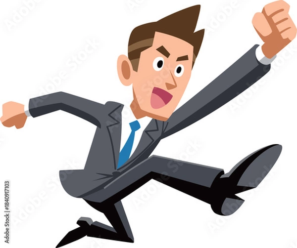 Obraz ジャンプするスーツ姿の男性