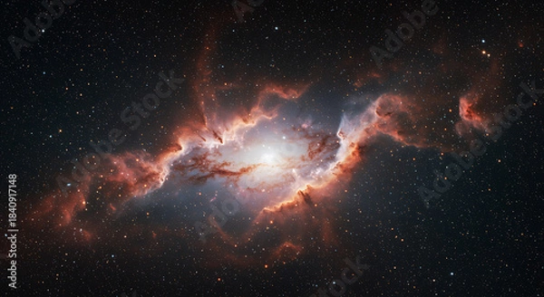Obraz Vibrant nebula with glowing core and starry background
