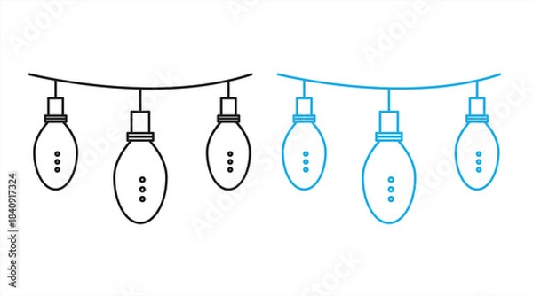 Fototapeta Christmas lights string silhouette vector icon, eps 10, vector illustration