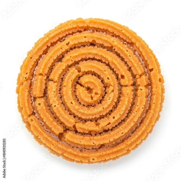 Obraz Crispy and savory chakli, a traditional indian snack made from rice flour, gram flour, and spices isolated on white background