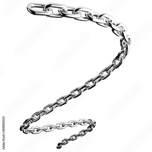 Fototapeta Zigzag folded steel chain shape isolated