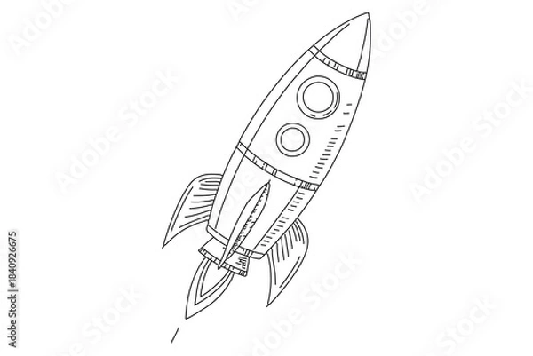 Fototapeta Rocket's elegant outline drawn with one line