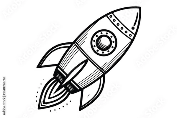 Fototapeta Rocket stylized one line design vector