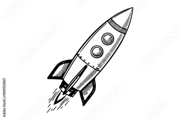 Fototapeta Rocket isolated one line illustration vector
