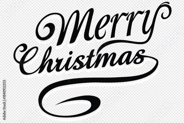 Obraz  Merry Christmas hand lettering calligraphy isolated on trensparent background. Vector holiday illustration element. Merry Christmas script calligraphy. Greeting card. Vector.