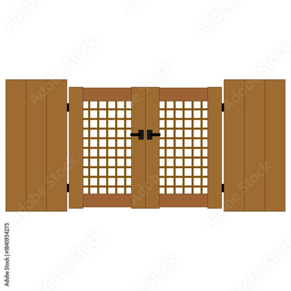 Obraz シンプルな木製の門扉のイラスト素材