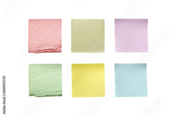 Obraz Six pastel square sticky notes on a black background