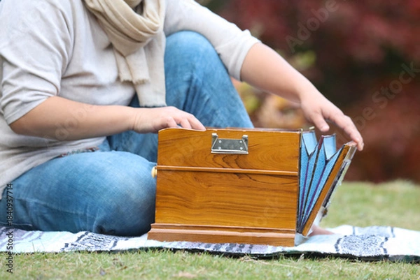 Obraz ハルモニウムの演奏をする女性