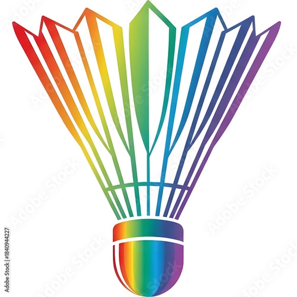 Fototapeta Colorful badminton shuttlecock icon with luxurious rainbow gradient lines, clean vector style on white