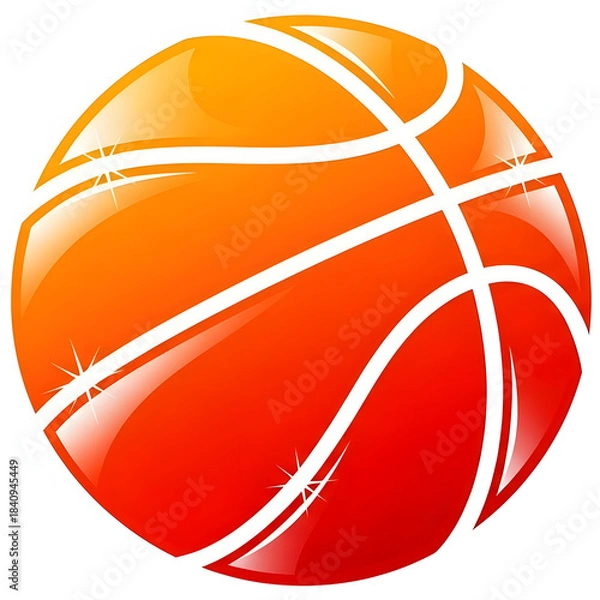 Fototapeta Premium basketball icon featuring vibrant orange–red gradient strokes with glossy highlights