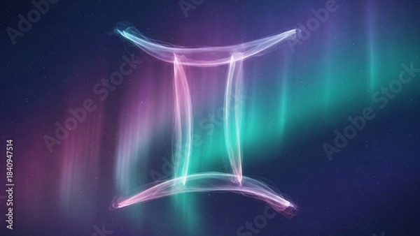 Fototapeta Ethereal Gemini Zodiac Sign in Cosmic Aurora
