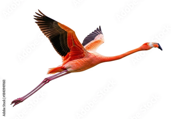 Fototapeta Flamingo in flight isolated on transparent background