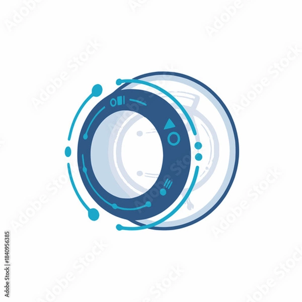 Obraz Circular futuristic interface vector with layered rings representing data storage and digital access