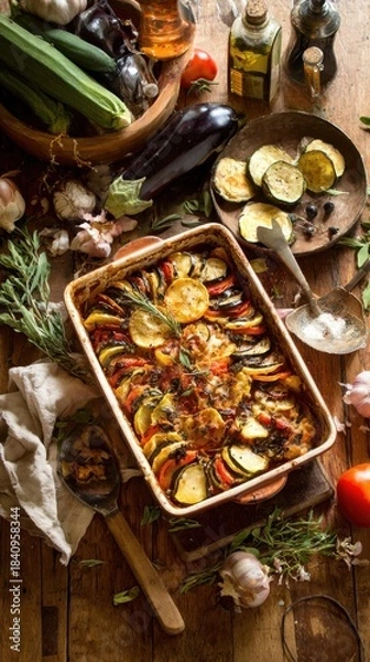 Obraz Rustic Still Life of Ratatouille with Vegetables