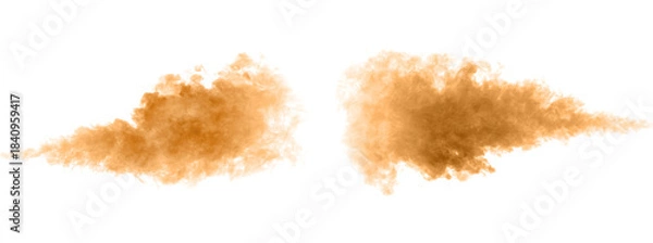 Fototapeta Vibrant orange smoke cloud spreading in soft, dynamic motion, ideal for creative design, abstract backgrounds, special effects, and promotional visuals requiring energetic color impact.