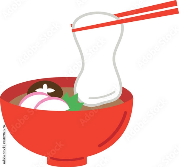 Obraz 和風お雑煮のイラスト（正月・伝統料理）