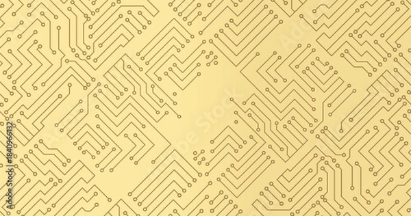 Obraz Electronic circuit with white background illustration