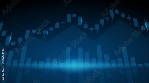 Obraz Blue stock market chart and graph image.
