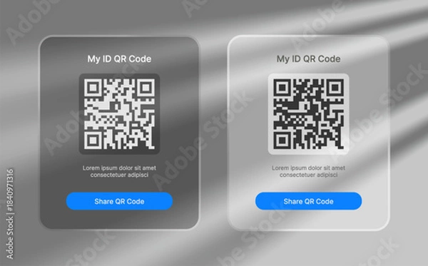 Fototapeta QR code scan liquid glass element, user interface element for ui ux design