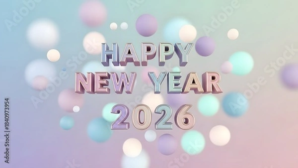 Fototapeta Happy New Year 2026 soft pastel bokeh background