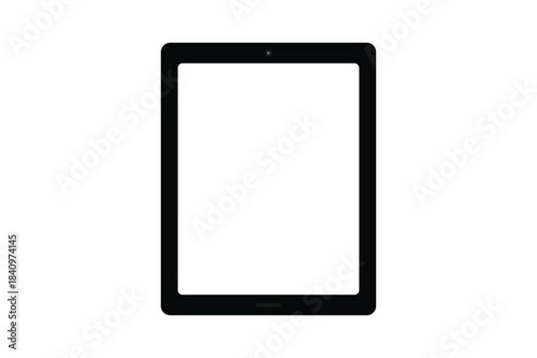 Fototapeta Classic vertical digital tablet computer mockup with blank white screen isolated vector.