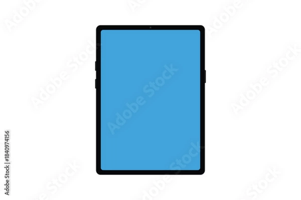 Fototapeta Modern vertical digital tablet computer mockup with blank blue screen isolated vector.