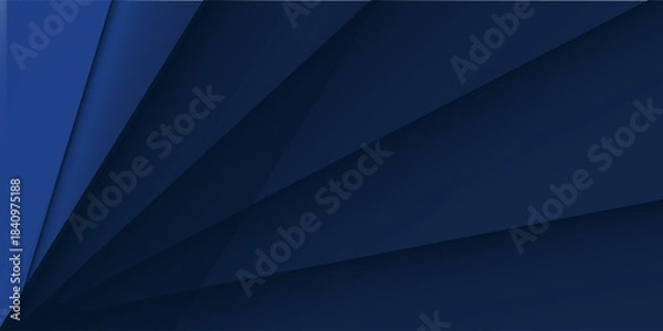 Fototapeta Modern dark blue paper background with dark 3d layered line triangle texture in elegant website or textured paper design