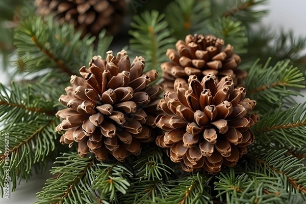 Obraz pine cones on a branch