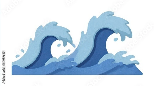 Fototapeta Ocean Waves In Shades Of Blue With Glitter Effect And White Background