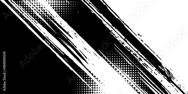 Fototapeta Black and White Grunge Urban Overlay with Distressed Texture and Messy Scratches. Monochrome Dusty Effect that Captures a Raw, Dark, and Intense Urban Feel.