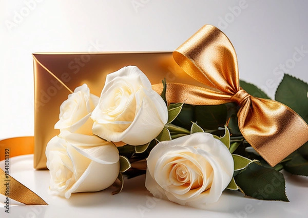Obraz 薔薇と白いギフトイメージ