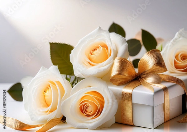 Obraz 薔薇と白いギフトイメージ