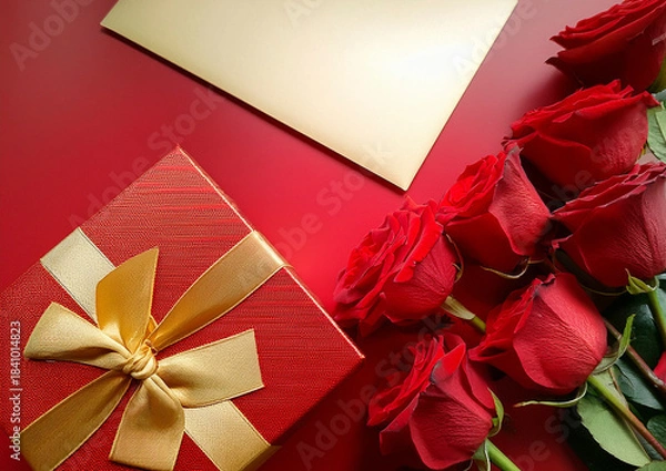 Obraz 薔薇と赤いギフトイメージ