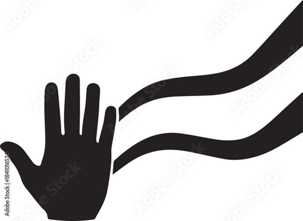 Fototapeta Silhouette of a hand with flowing lines representing energy or movement