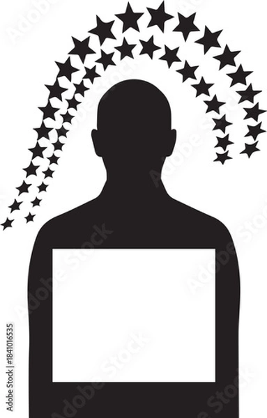 Fototapeta Silhouette of a person with stars emanating from their head like a halo