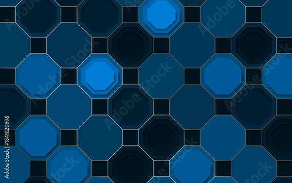 Obraz Blue hexagonal abstract background with geometric pattern and honeycomb texture