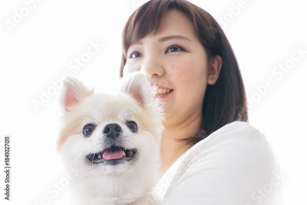 Obraz 犬を抱く女性・ブリーダー