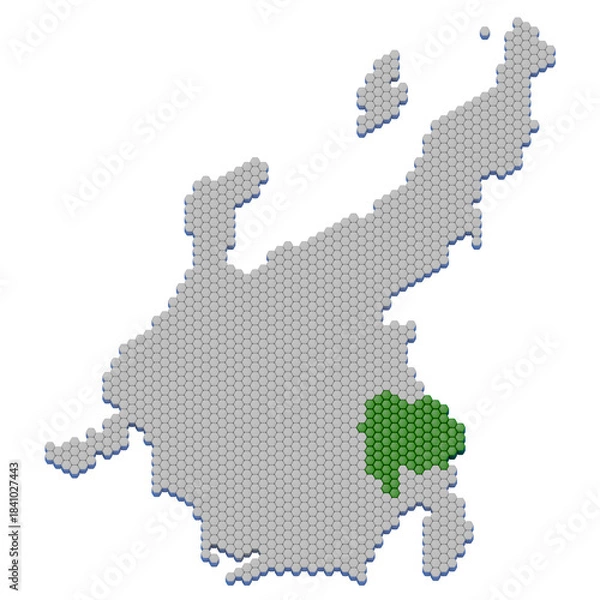 Obraz ハニカム構造状の山梨県の地図
