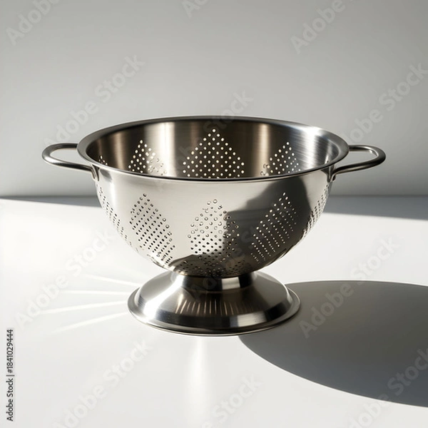Obraz Metal colander on white background