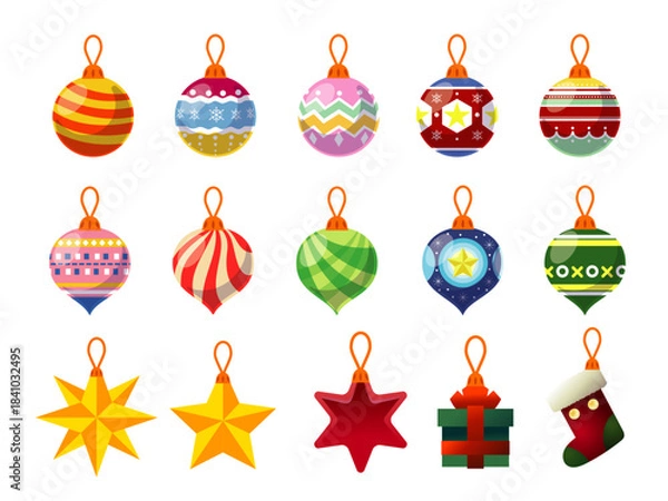 Obraz キラキラ綺麗なクリスマスのオーナメントコレクション