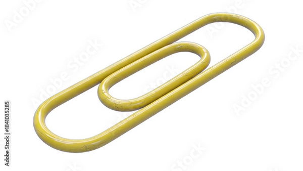 Fototapeta Yellow Paperclip Object Isolated on a Transparent Background with Subtle Texture and Realistic Lighting