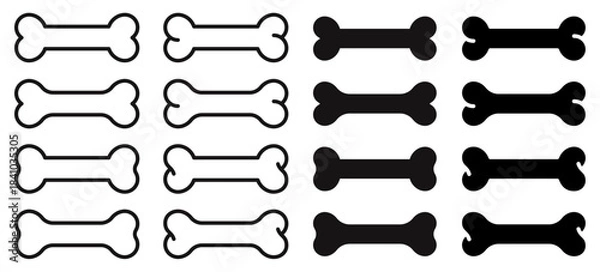 Obraz 様々な形の骨、ペット用の犬の骨のベクターイラストセット