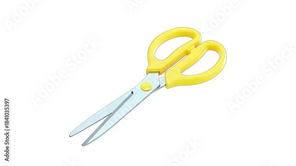 Fototapeta Yellow Scissors Isolated on White Background