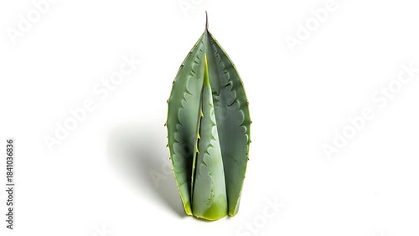 Obraz Close-up of a succulent agave plant leaf on a white background