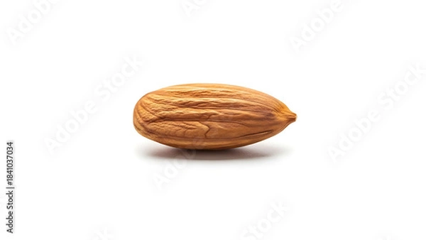 Obraz Close-up of a single natural almond, raw and unshelled, showcasing its healthy texture