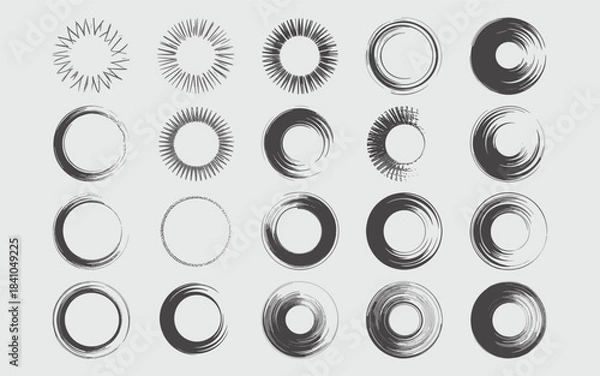 Obraz Collection of twenty abstract circular brush stroke elements