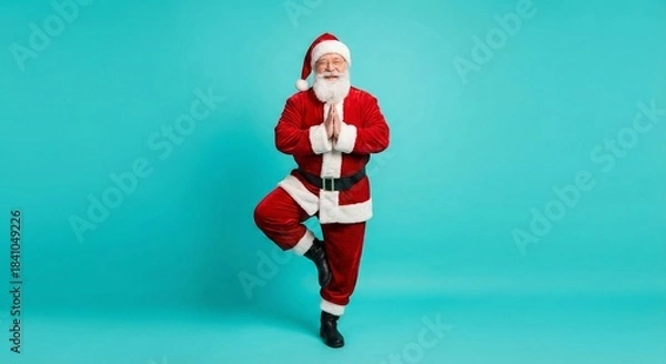 Obraz Santa Claus Doing Yoga Pose Background